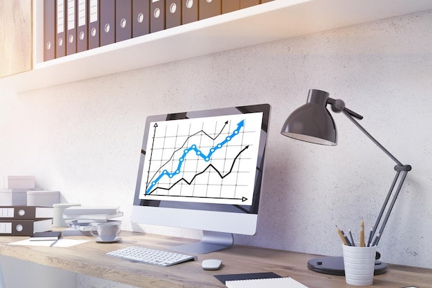 Monitor with business chart