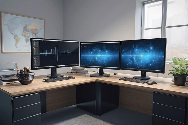 Monitors on a desk