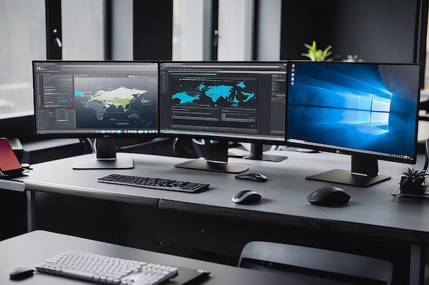 Monitors on a desk