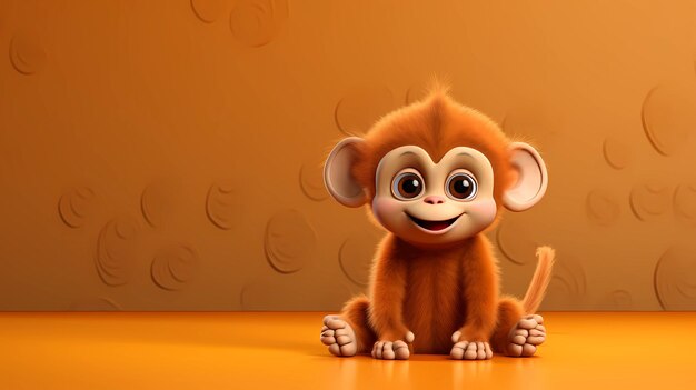 Monkey 3D cute simple background