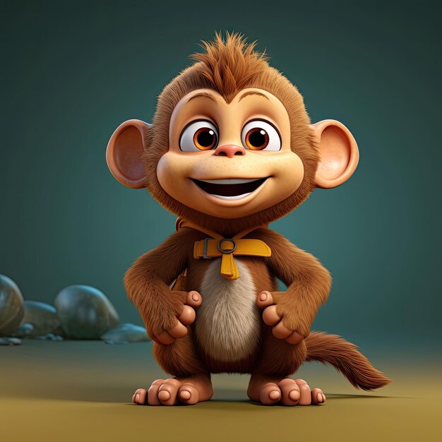 Monkey Animal Character craft with isolated studio background