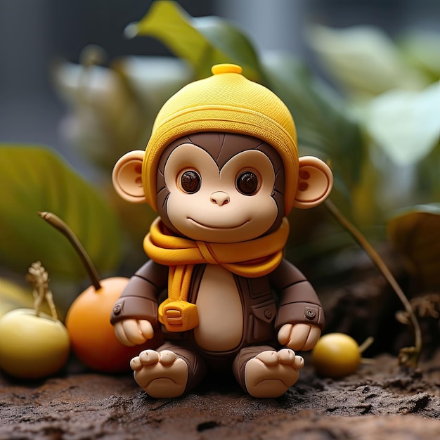 Photo monkey animal character craft with isolated studio background