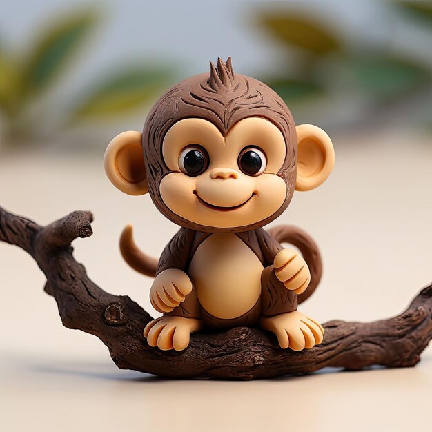 Photo monkey animal character craft with isolated studio background