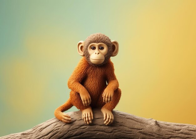 Photo monkey animal character craft with isolated studio background