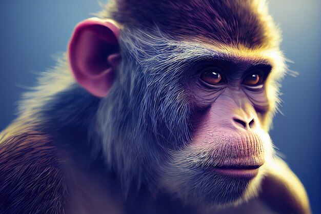 Monkey animal Monkey portrait Digital art style illustration painting