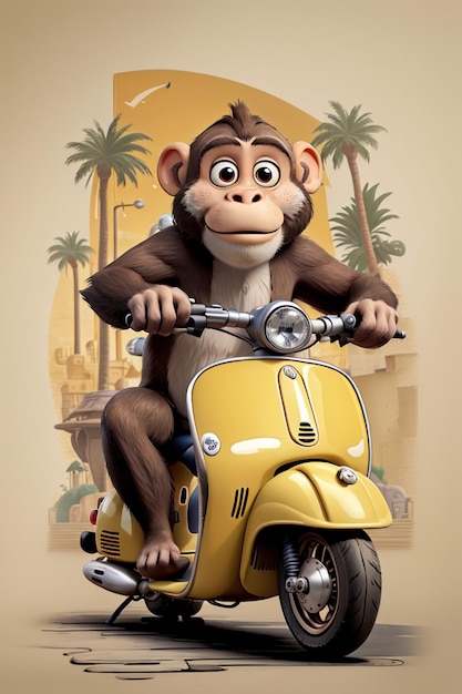 Monkey auf einer alten Vespa 2