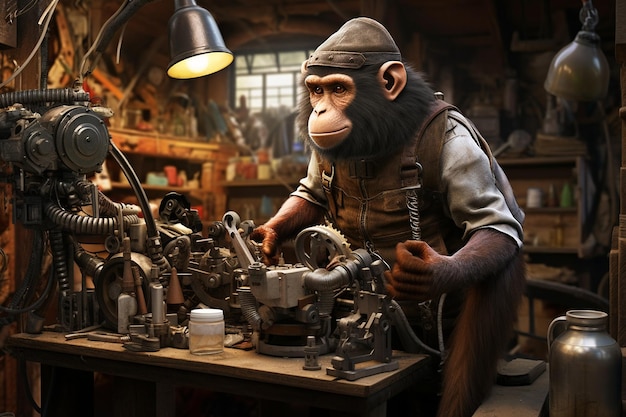 Monkey in the Auto Workshop