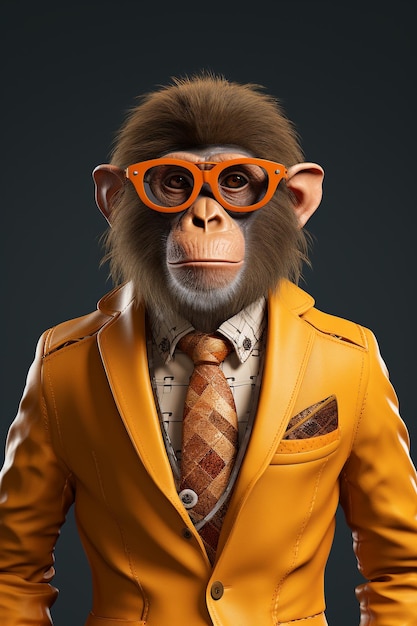 Photo monkey in business attire in clean background