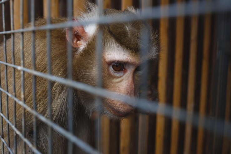 Photo monkey in cage