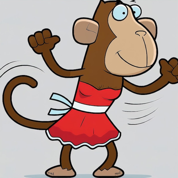 Photo monkey cartoon with big red bow and ribbon