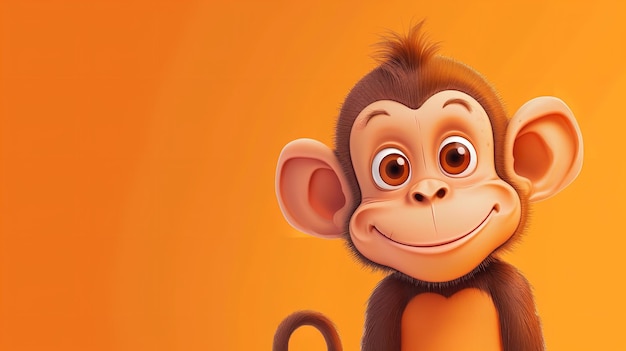 Monkey cartoon with an orange backdrop generative ai