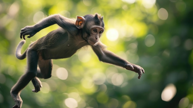 Monkey caught midleap embodying freedom