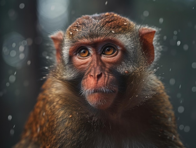 Monkey close up portrait created with Generative AI technology