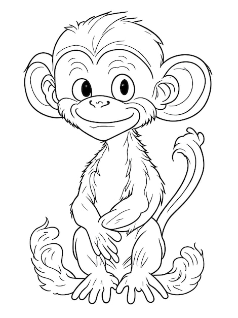 Photo monkey coloring page for kids