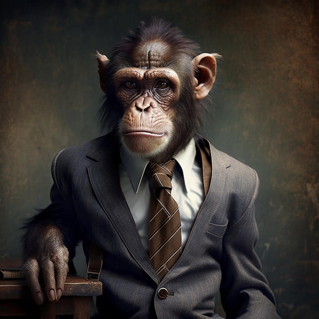 Monkey of a dressed in a formal business suit