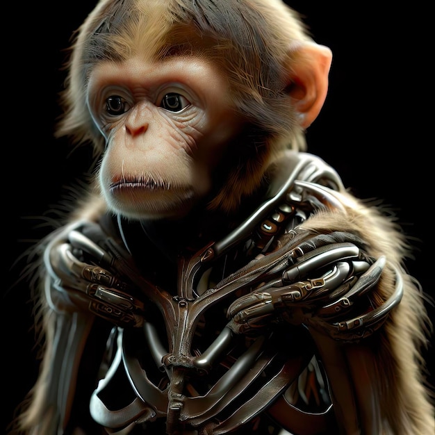 Photo monkey in an exoskeleton generative ai