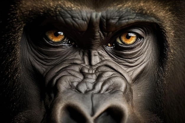 Monkey eyes Gorilla up close the ape look the animal kingdom