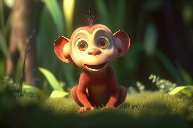 A monkey in a field of grass