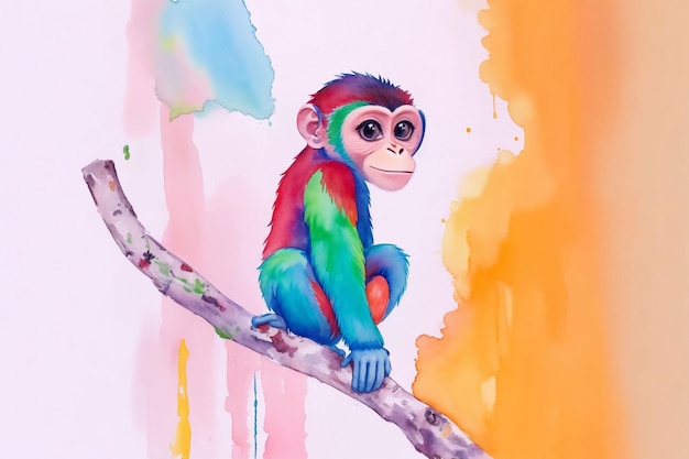 Monkey foto voorbereid in aquarel stijl