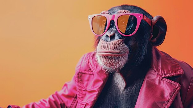 Photo monkey in glam fashionable couture high end outfits isolated on bright background creative animal