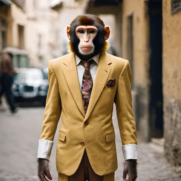 Photo a monkey in human clothes