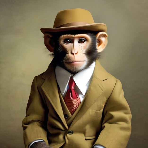 Photo a monkey in human clothes