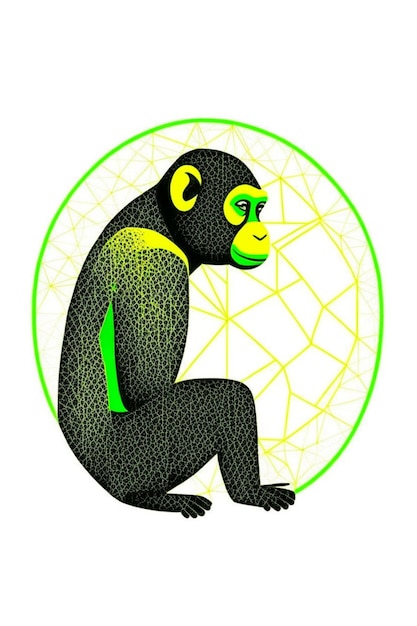 monkey illustration geometric design on white background