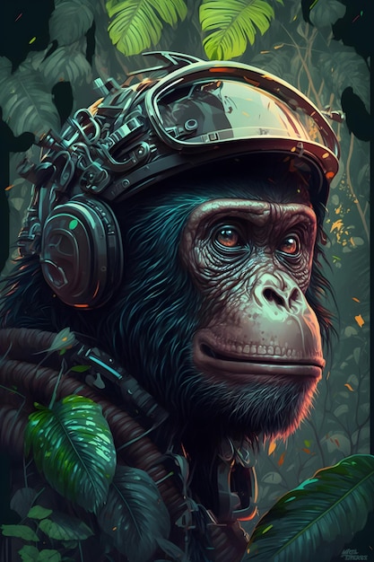 monkey in jungle. AI generated