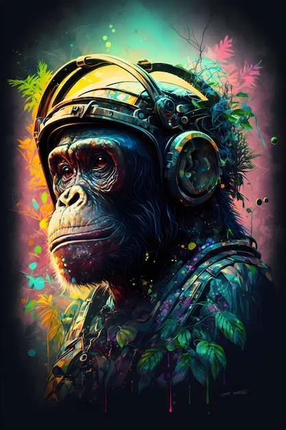 monkey in jungle. digital art