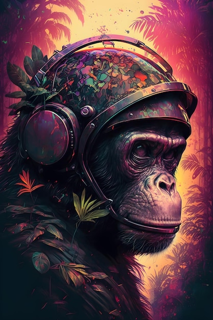 monkey in jungle. digital art