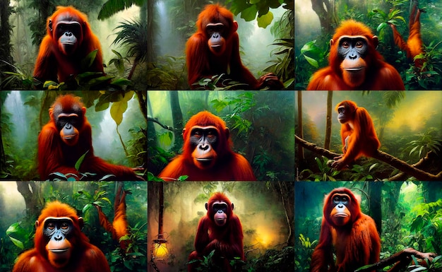 Monkey in the jungle Illustration for advertising cartoons games print media Illustration