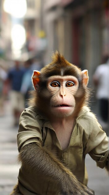 Photo a monkey in a jungle sits on a branch