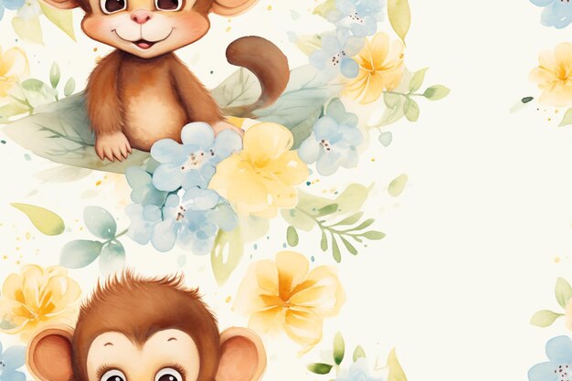 Photo monkey jungle watercolor bliss