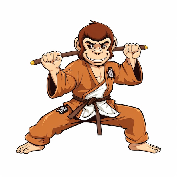 Photo monkey master a dynamic martial arts expert swinging nunchaku