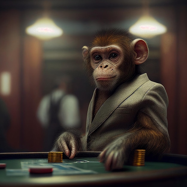 A monkey playing in a casino AI Generated