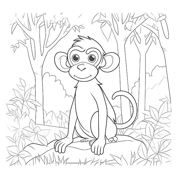 Monkey sitting on a rock in the jungle