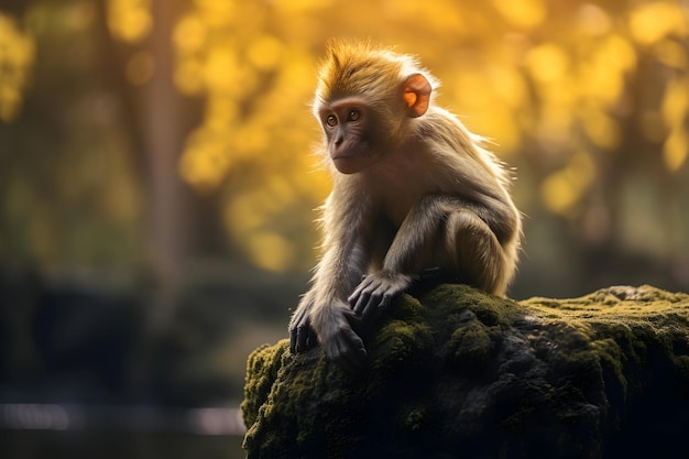Monkey Sitting On A Rock
