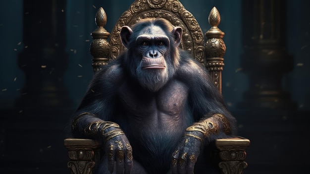 A monkey sitting on a throne