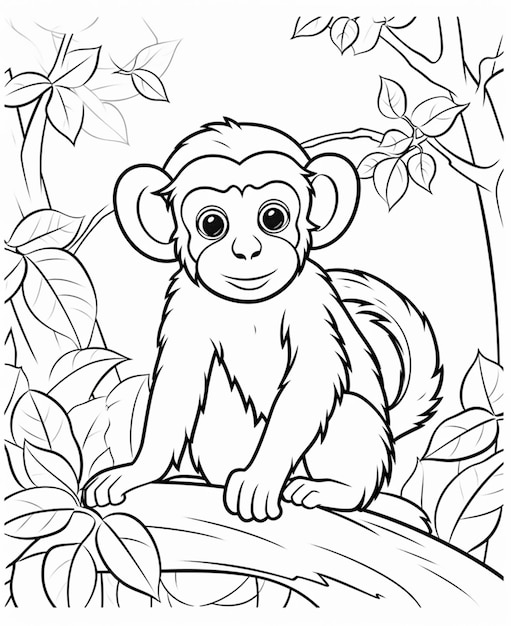 A monkey sitting on a tree branch in the jungle generative ai