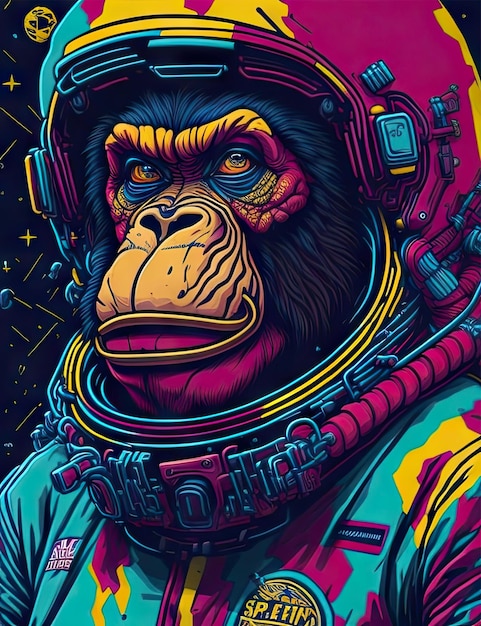 A monkey in a space suit