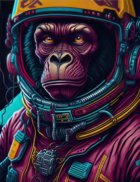 A monkey in a space suit