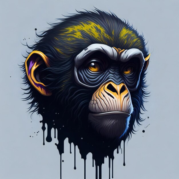 Monkey TShirt Design met schattige 3D Vector Art aquarel effecten