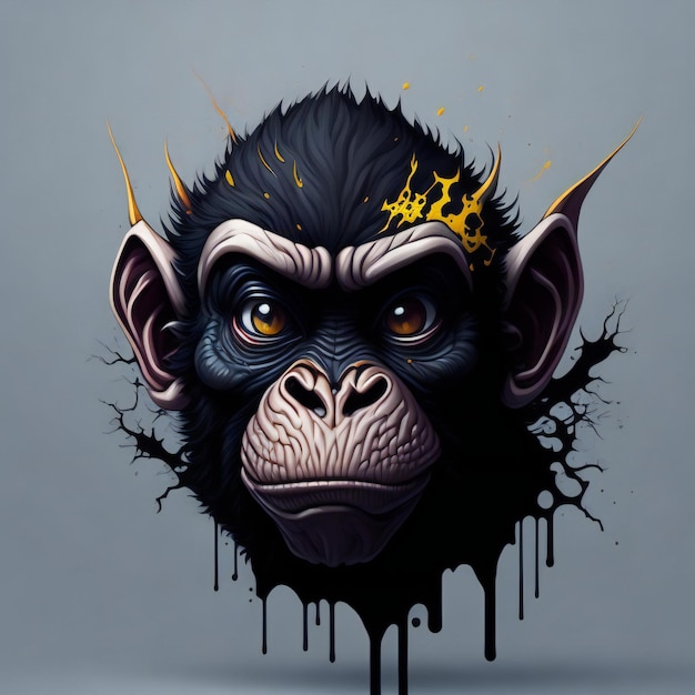 Monkey TShirt Design with Cute 3D Vector Art Watercolor Effects