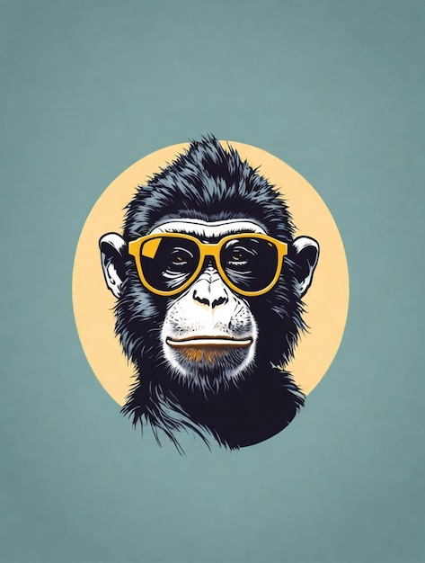 Monkey Wearing Glasses Vector Illustration for Tshirt Design