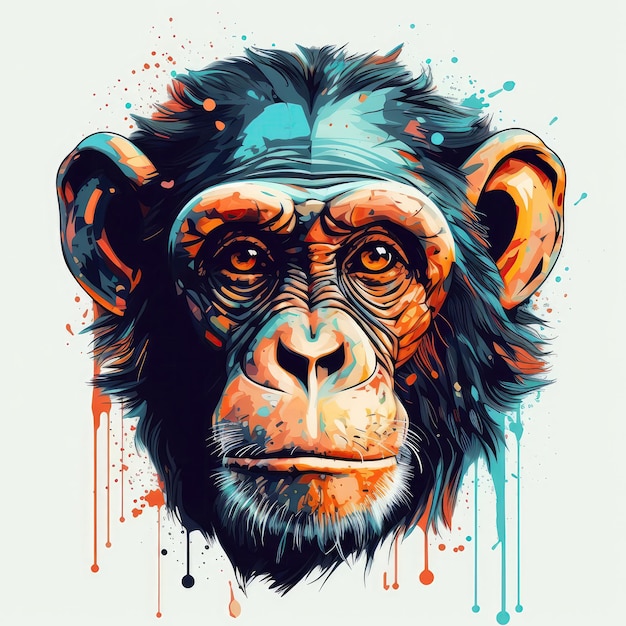 Monkey On White Background Logo Generative AI