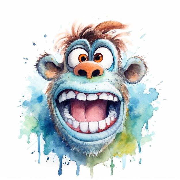 A monkey with a big mouth and big teeth.