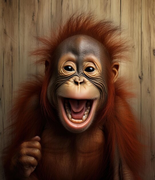 a monkey with a big mouth that says orangutan