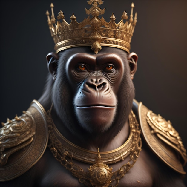 A monkey with a crown on his head