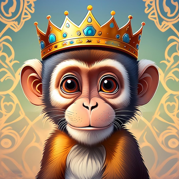 頭に王冠をかぶった猿