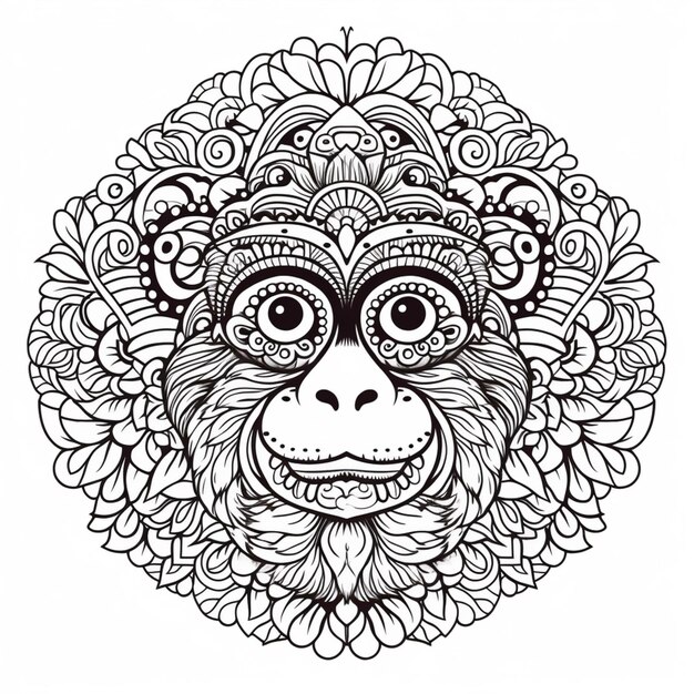 a monkey with a flower pattern on its face generative ai